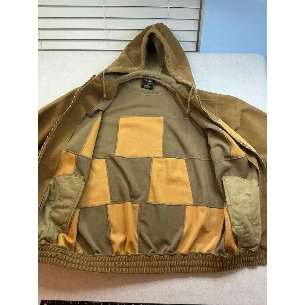 Vintage Buda Gen Brooklyn Breed Patchwork Suede Zip Up Hoodie Jacket Mens Large